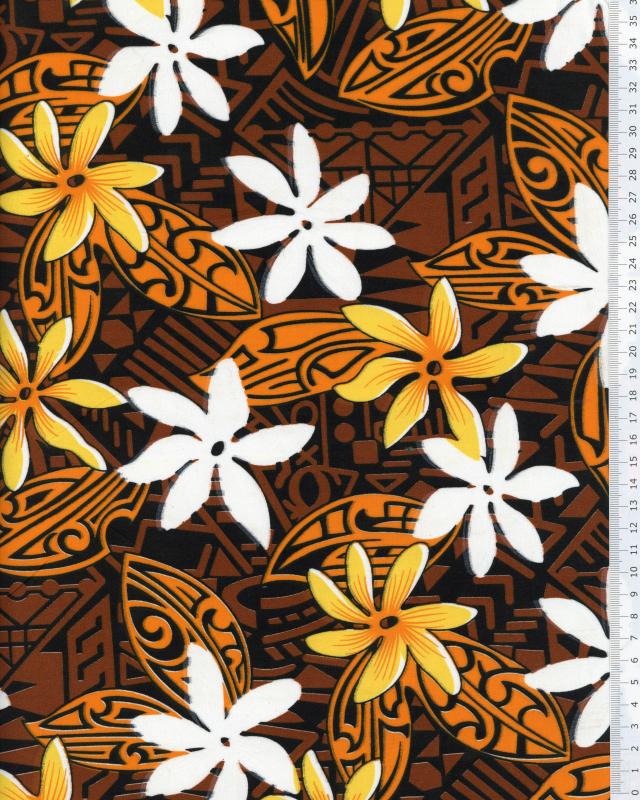 Polynesian fabric TIARE Brown - Tissushop